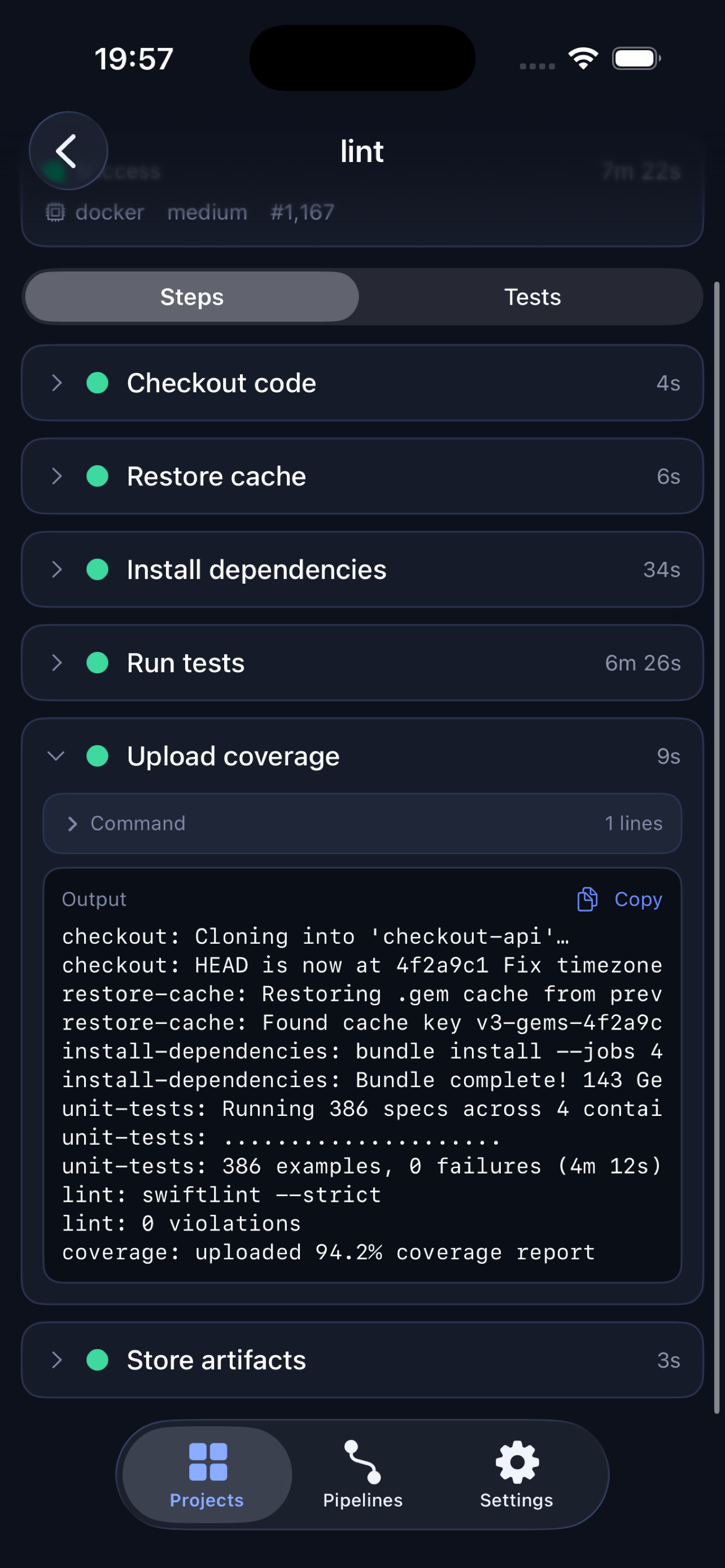 Pocket CI screen