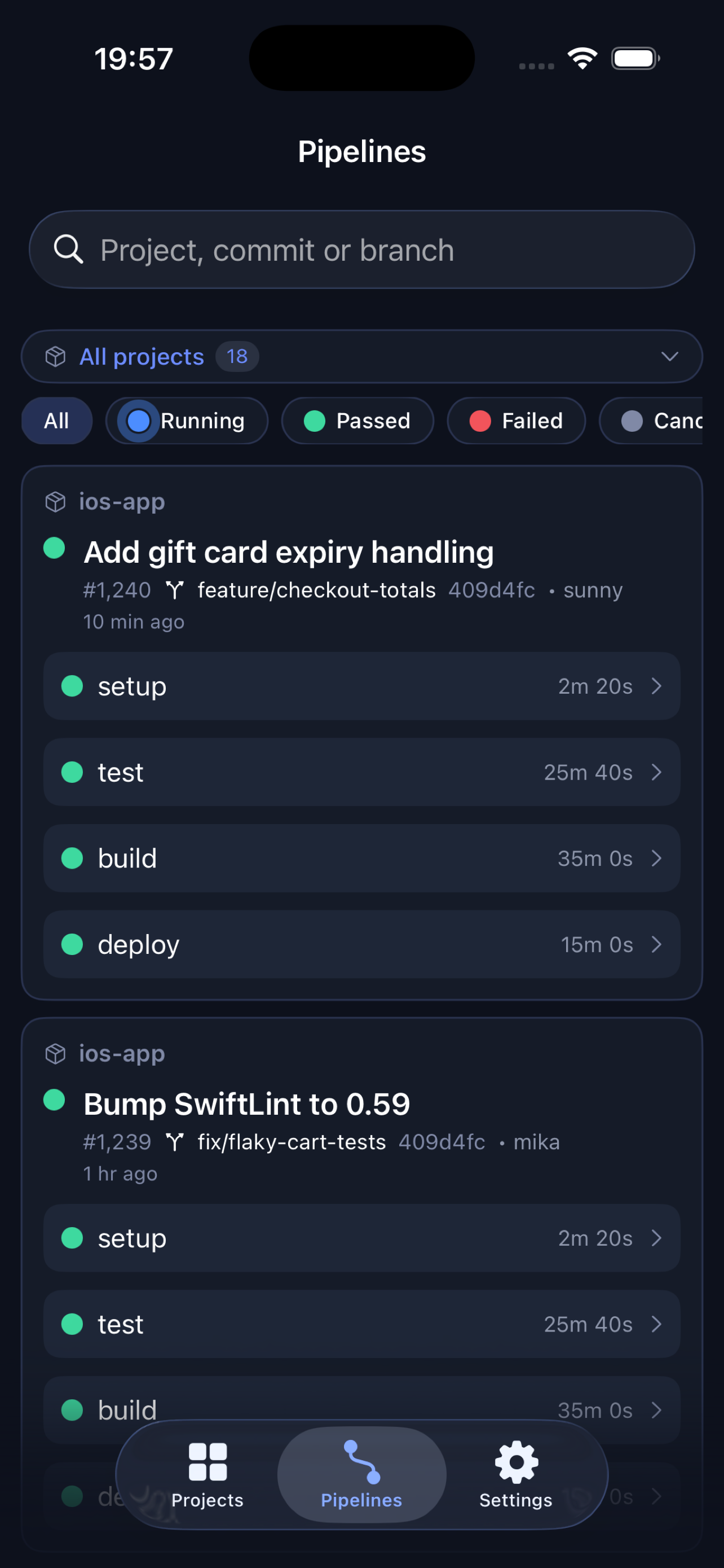 Pocket CI screen