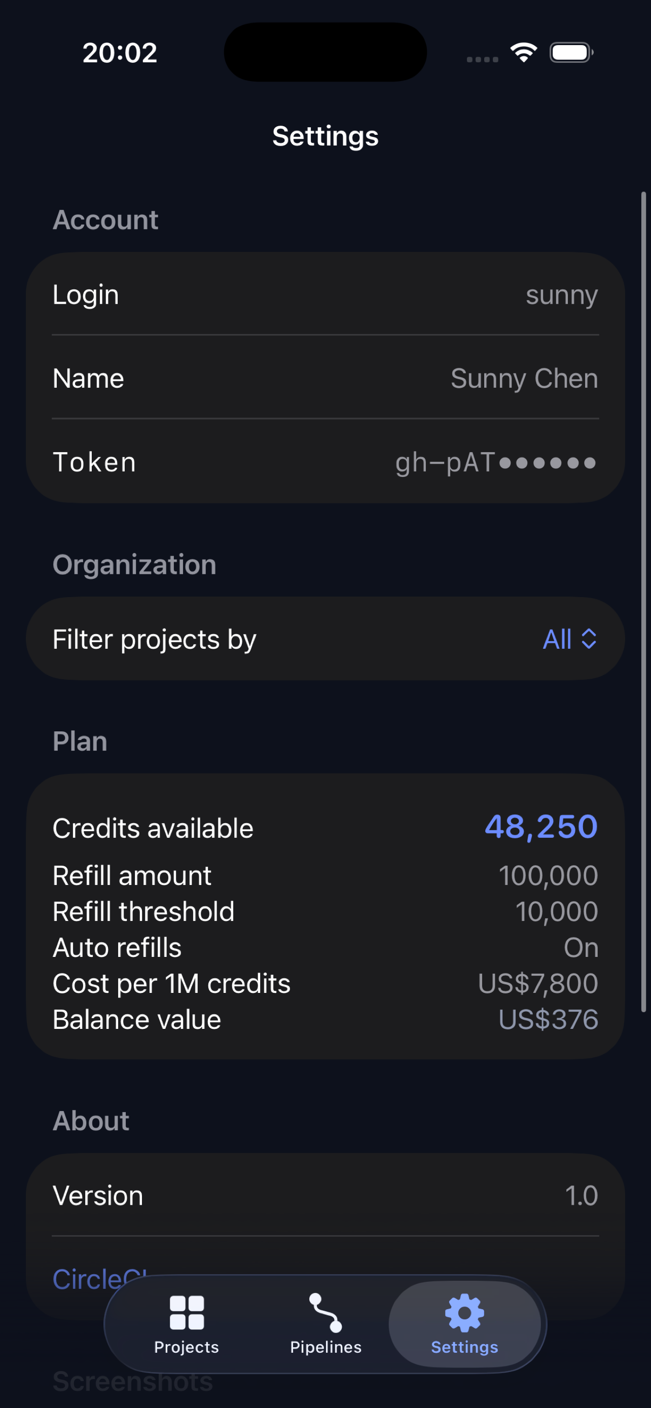 Pocket CI screen